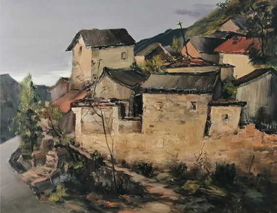 智超作品7《山乡》80X100cm 油画 2019年 在山西盂县刘家寨写生记